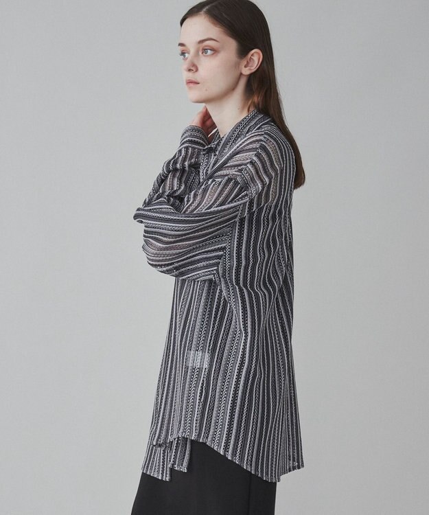 WEGO 【ユニセックス着用ITEM】ストライプメッシュBIGシャツ 柄1