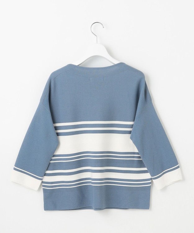 J.PRESS LADIES 【洗える】LINKS WG ホールガーメント ニット ブルー×オフ系