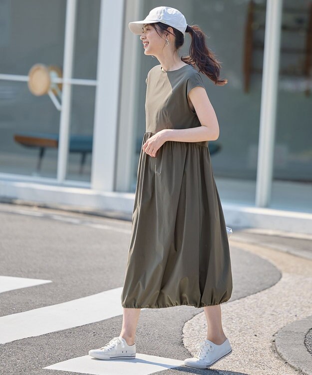 ANY L 【撥水/2WAY】ドロストワンピース カーキ