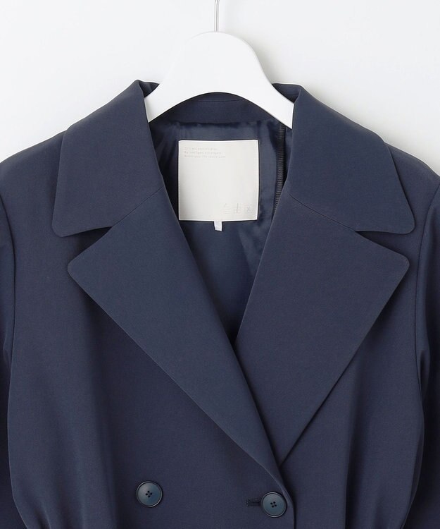 自由区 【洗える】エアフロートレンチ コート ネイビー