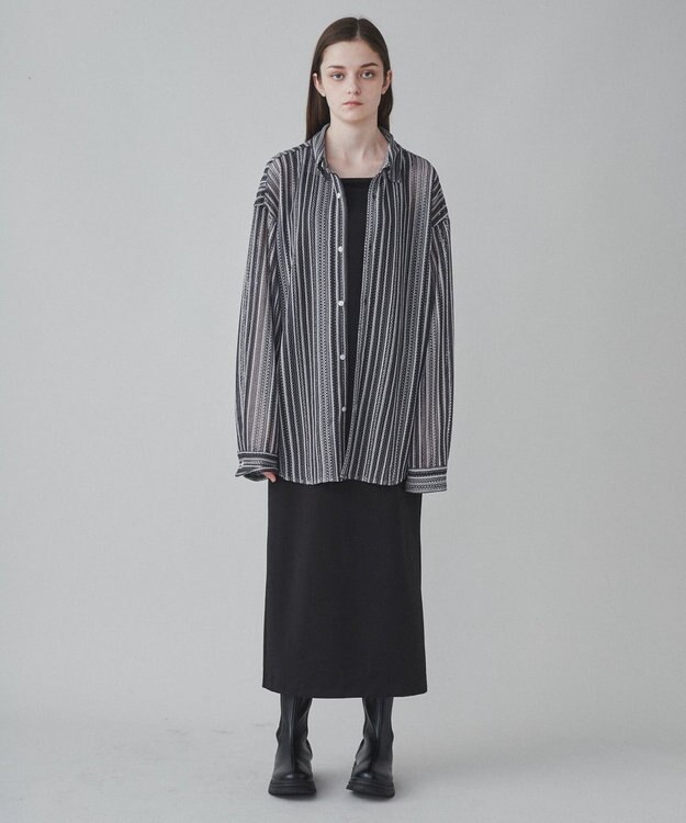 WEGO 【ユニセックス着用ITEM】ストライプメッシュBIGシャツ 柄1