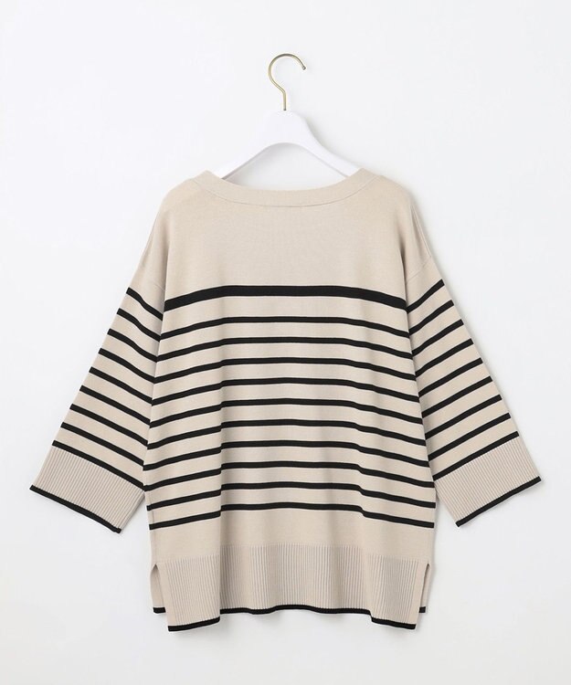 ANY SIS 【洗える】パネルボーダー ニット ベージュベースボーダー