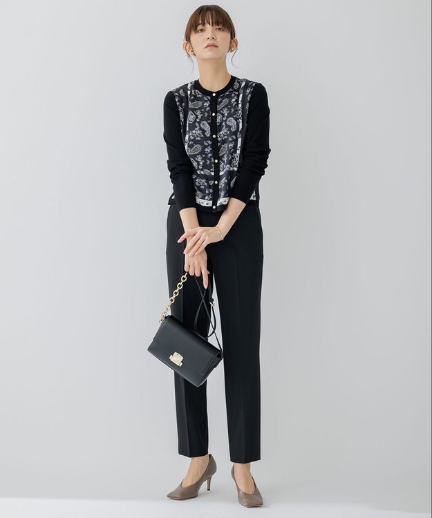 23区 L 【洗える】ストレッチツイル センタープレス パンツ ブラック系