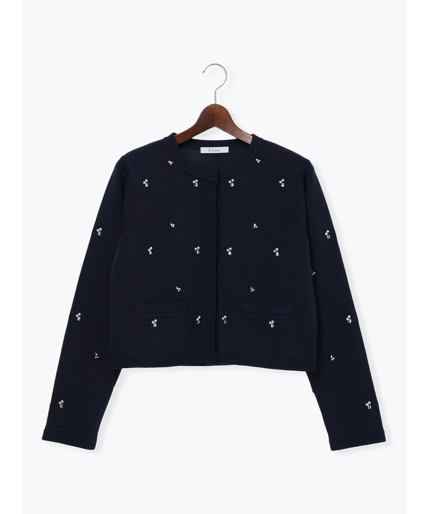 Te chichi パールビジューニットライトジャケット《2026 spring catalog item》 ネイビー