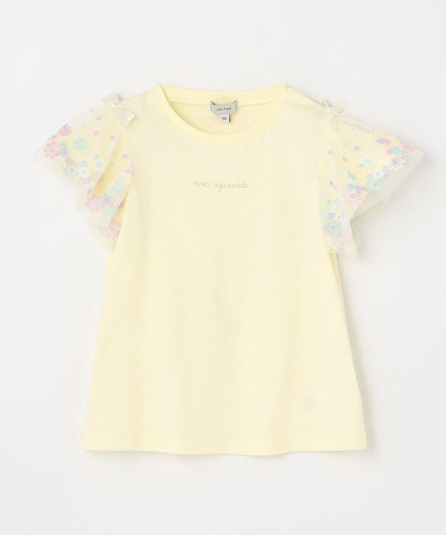 ANY KIDS フラワーチュール半袖Tシャツ クリーム系