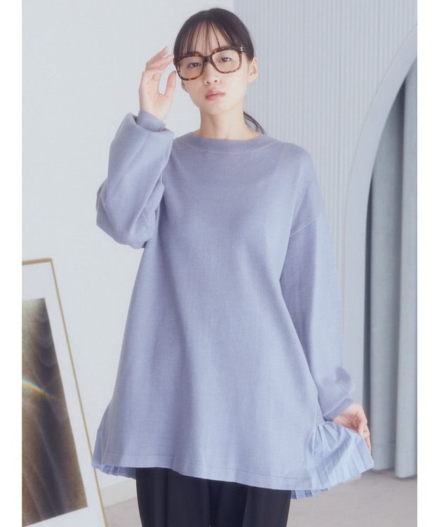 earth music&ecology バックヘムプリーツチュニック Blue