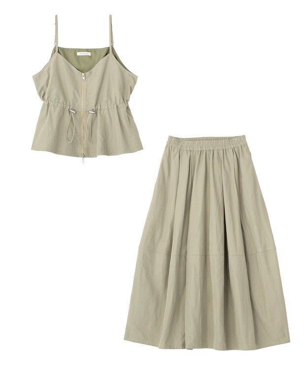 Green Parks ＳＥＴ２点　キャミビスチェ＋スカート Khaki