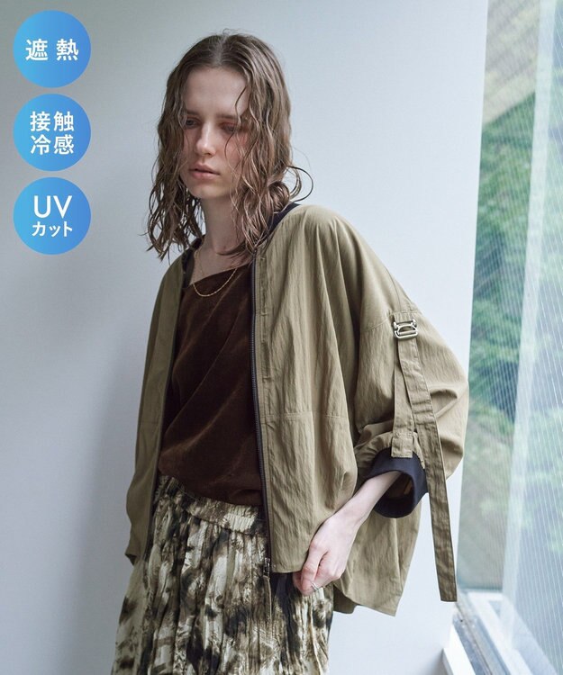YECCA VECCA 【UVカット/接触冷感/遮熱】COOL5分袖MA-1 Khaki