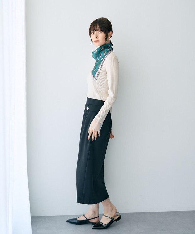 YECCA VECCA 袖口シアーリブニット Light Beige