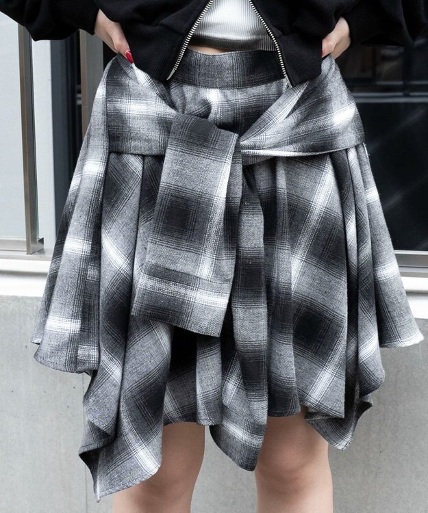 WEGO ネルシャツライクイレヘムミニスカート ブラック