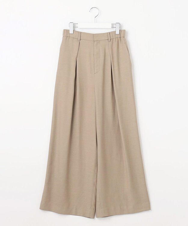 自由区 【XSサイズ～/洗える/セット可】キュプラリネンシャンタン ワイドパンツ ベージュ系