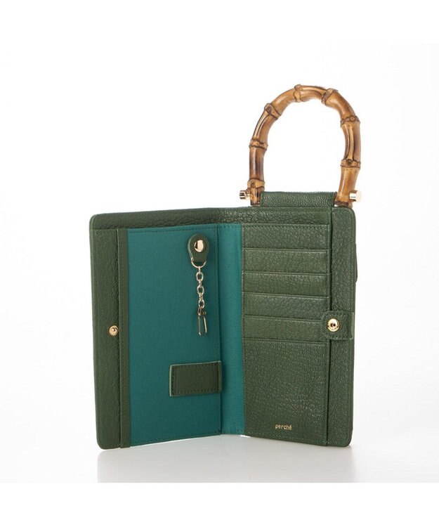 UNBILLION perche バンブーハンドルゴートモバイルウォレットショルダー グリーン