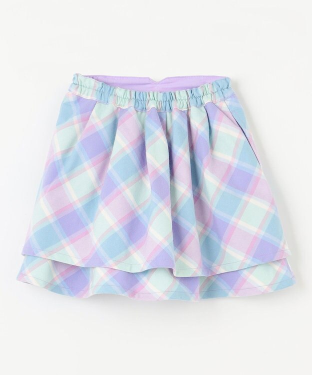 ANY KIDS シャギーチェックスカート ラベンダー系