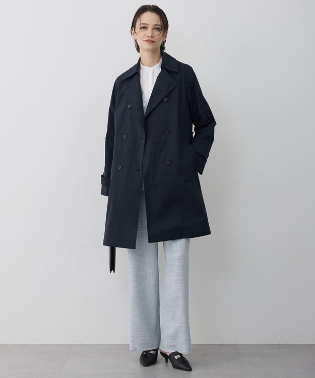 ICB 【2WAY仕様】メモリーストレッチタフタ トレンチコート ネイビー