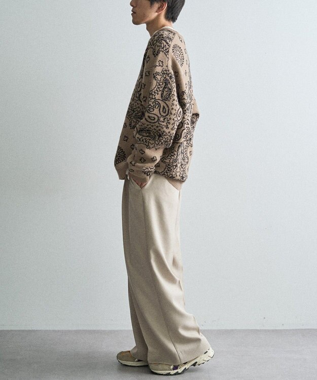 CRAFT STANDARD BOUTIQUE ペイズリー柄ニットプルオーバー Gray Beige