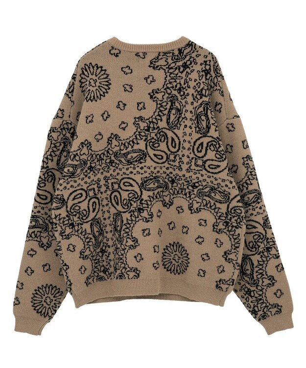 CRAFT STANDARD BOUTIQUE ペイズリー柄ニットプルオーバー Gray Beige