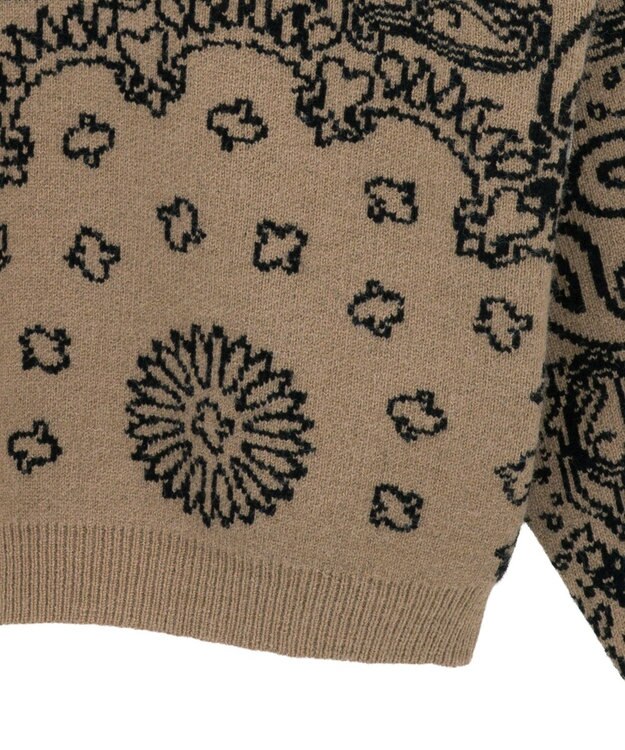 CRAFT STANDARD BOUTIQUE ペイズリー柄ニットプルオーバー Gray Beige