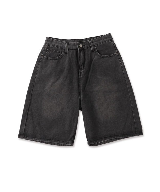 WEGO ワイドハーフデニムパンツ スミクロ