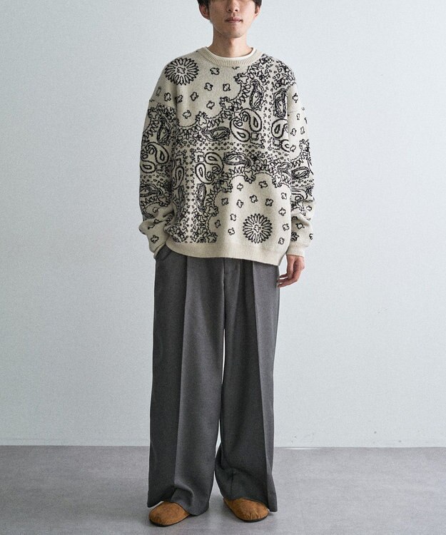 CRAFT STANDARD BOUTIQUE ペイズリー柄ニットプルオーバー Ivory