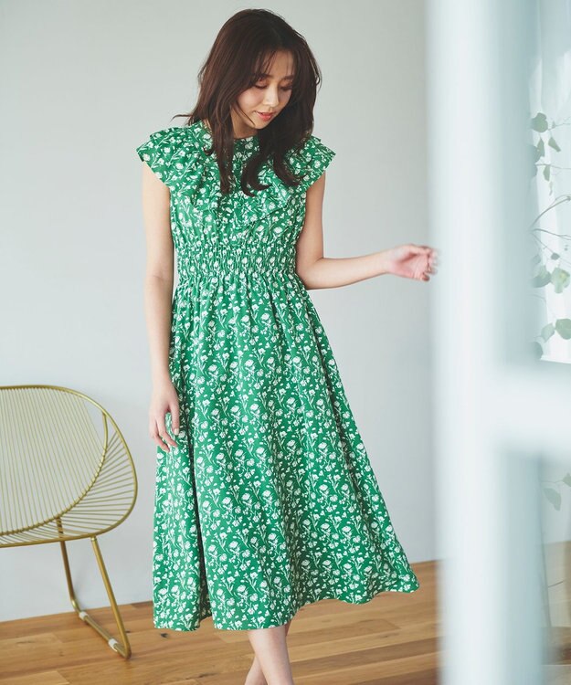 Feroux 【美人百花7月号掲載】フラワープリント ワンピース グリーン系9