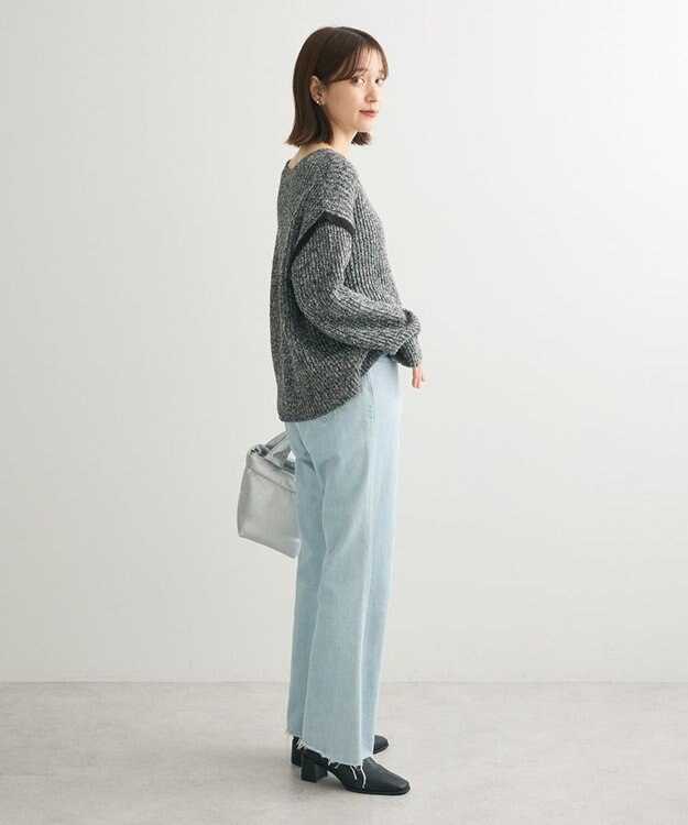 Green Parks Ｍｉｘ配色畦ニットプルオーバー Gray Mixture