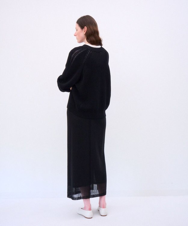 ATON WOOL COVER | Vネックセーター BLACK