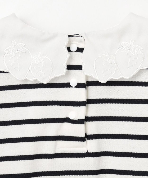 ANY KIDS 【チェリーベリーシリーズ】刺繍 ブラウス ホワイト×ブラックボーダー