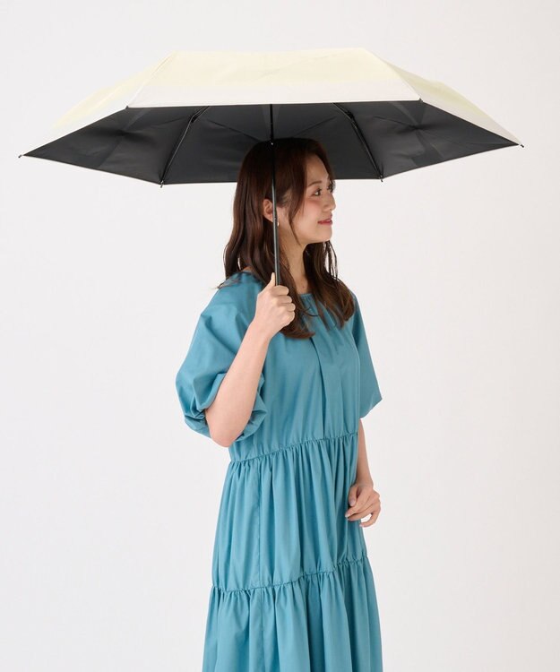 MOONBAT 【遮光100％/３秒で折りたためる日傘】晴雨兼用 折りたたみ傘 ウラワザ バイカラー ライトイエロー