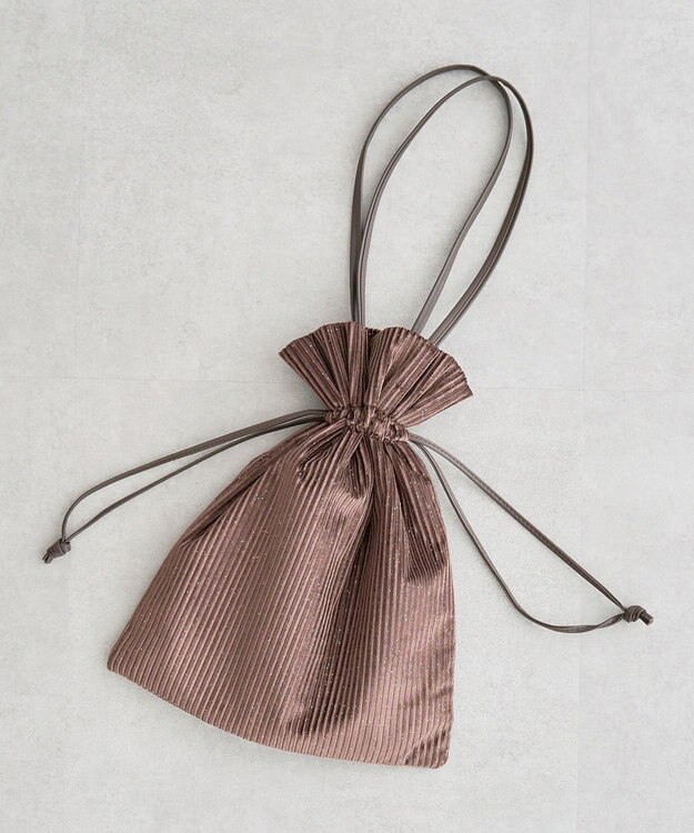 Green Parks ａｎｄｍｉｋｋａ．ラメベロアプリーツ巾着バッグ Brown