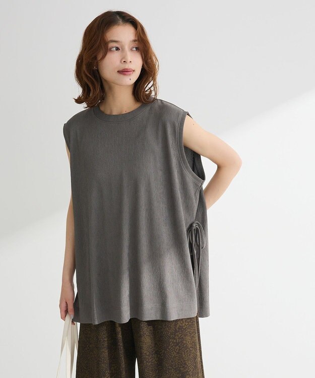 Green Parks サイドリボンノースリーブチュニック Gray