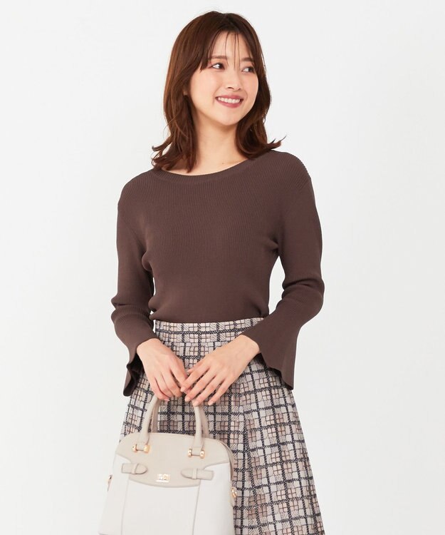 ANY SIS 【洗える】フレアースリーブ ニット ブラウン