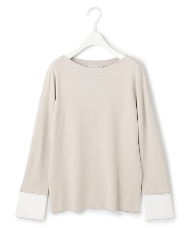 ICB L 【洗える】 クロスコンビ デザインニットプルオーバー トープ系