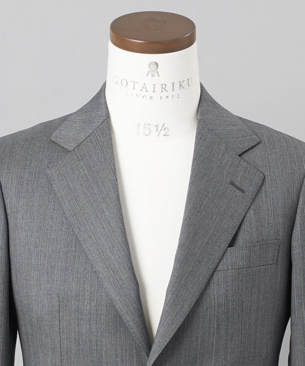 GOTAIRIKU 【御幸毛織】ドライスピナーツイルストレッチスーツ_グレーストライプ ライトグレー系1