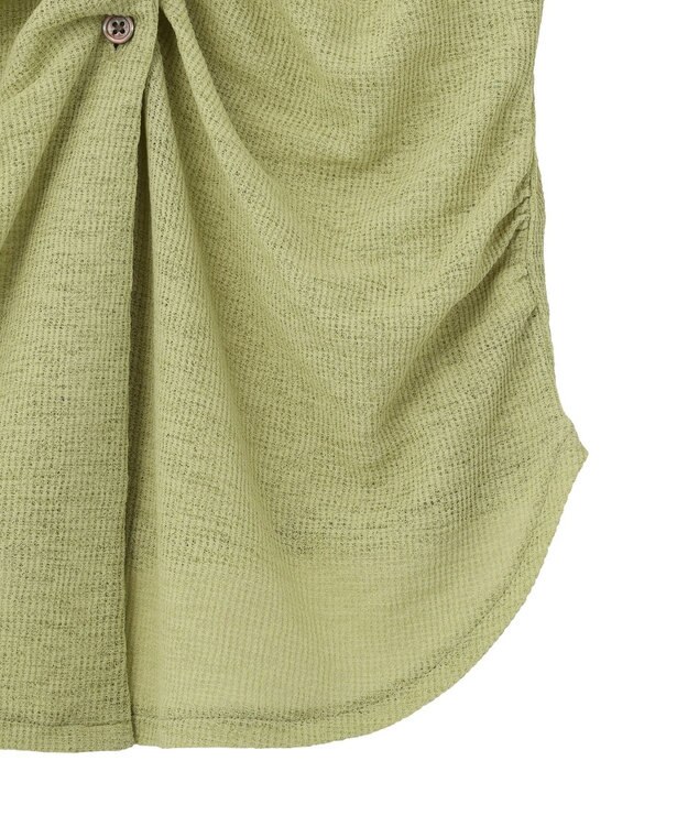 earth music&ecology 【予約】シアーワッフルタックボタントップス ライトグリーン