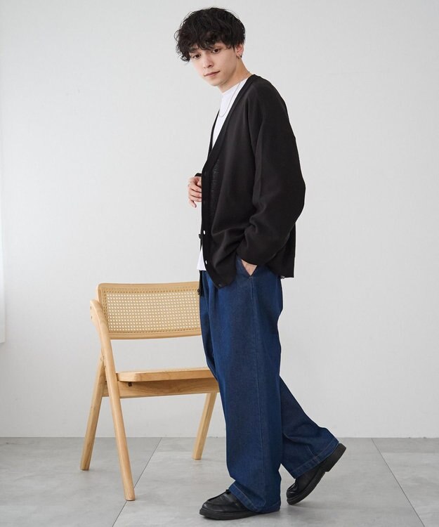 WEGO 【ユニセックス着用ITEM/紫外線対策/冷房対策】オーバーフィットドライタッチカーディガン ブラック