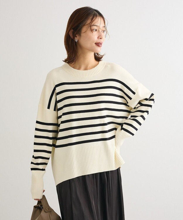 Green Parks ふわもっちニットプルオーバー Border