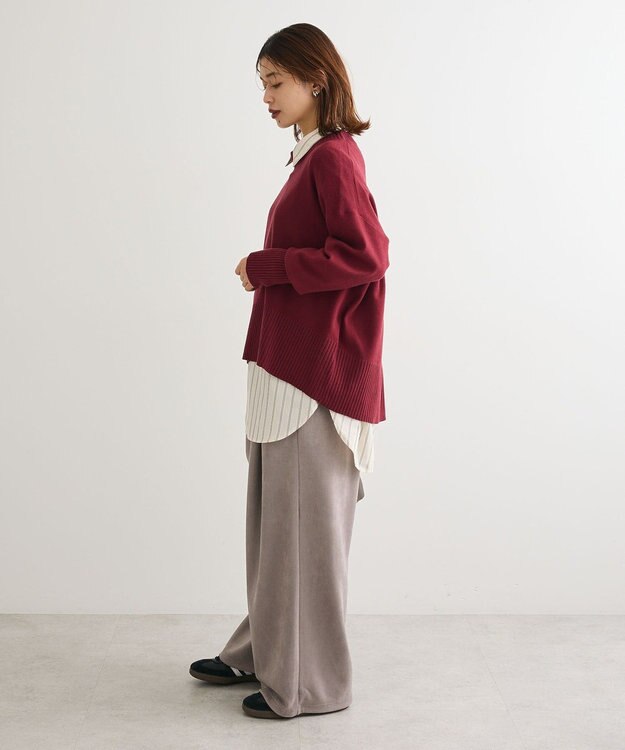 Green Parks ふわもっちニットプルオーバー Bordeaux