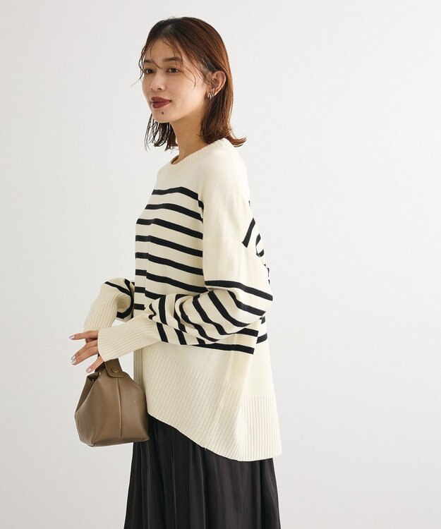 Green Parks ふわもっちニットプルオーバー Border