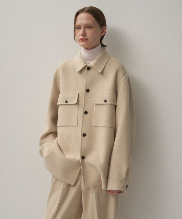 ATON MERINO DOUBLE MELTON | CPOジャケット - UNISEX BEIGE TOP