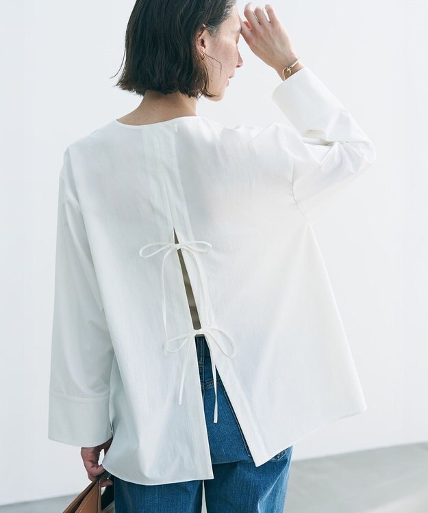 UNFILO 【WEB限定カラー】バックリボン イージーケアシャツ オフ