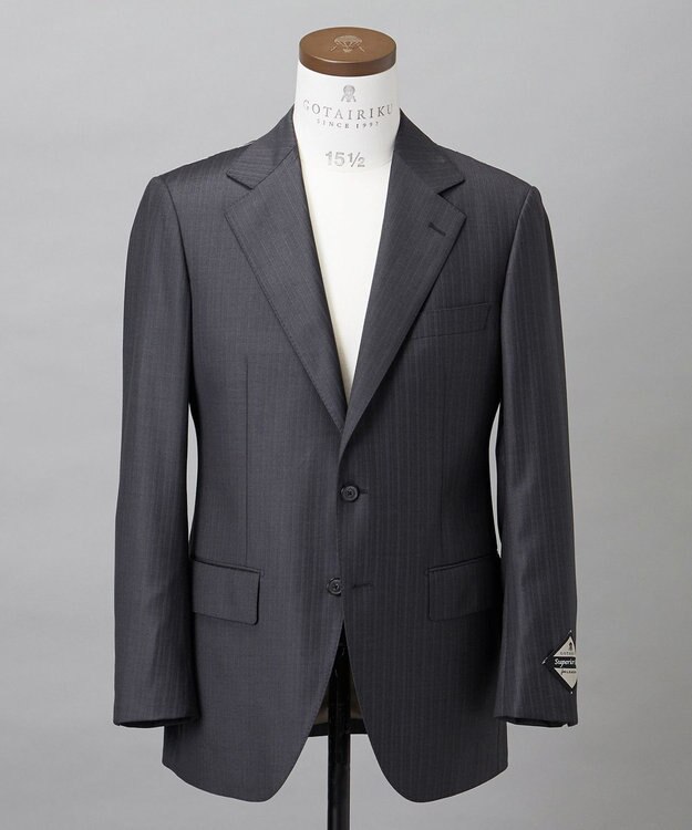 GOTAIRIKU シワになりにくい【御幸毛織/みゆきけおり】Superio160 スーツ_グレーストライプ グレー系1
