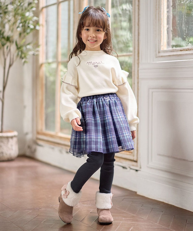 ANY KIDS 肩フリル しあわせタッチニット エクリュ