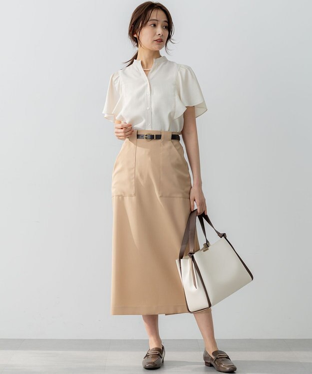 組曲 S 【WEB限定】ヴィンテージジョーゼットスキッパー ブラウス ベージュ系