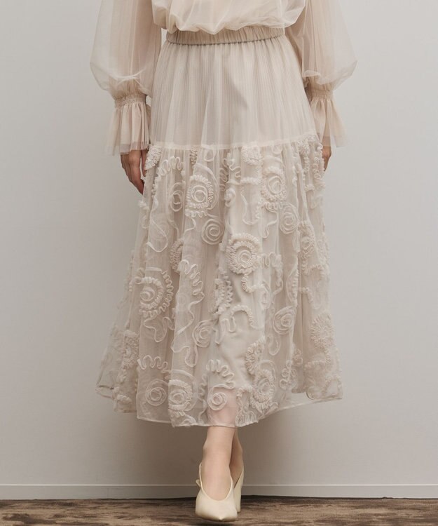 GRACE CONTINENTAL 刺繍チュールスカート キナリ