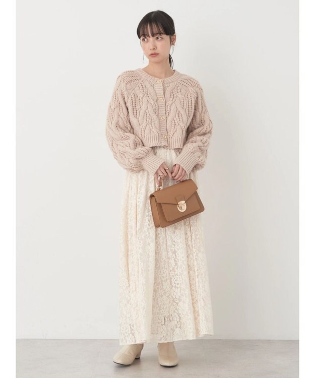 earth music&ecology 起毛レースフレアスカート Ivory