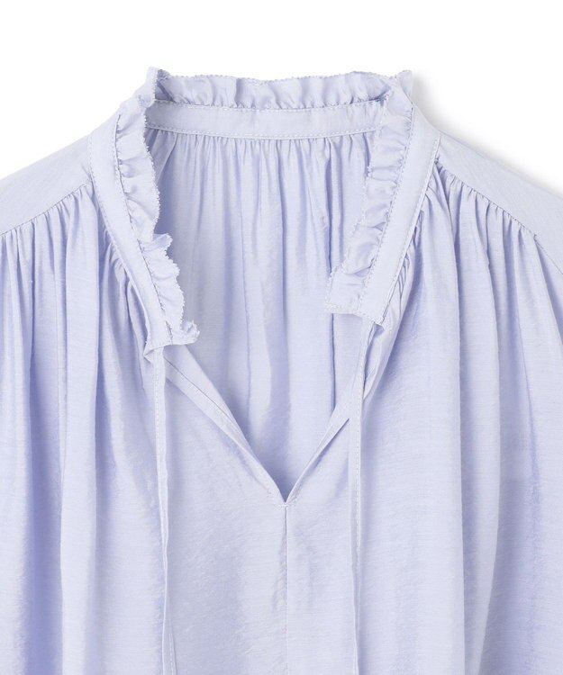 UNFILO ヴィンテージシアー ギャザーブラウス ライトブルー