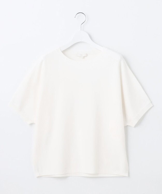 自由区 【WEB限定カラーあり・接触冷感・UVカット】クレープストレッチドルマン ニット オフホワイト