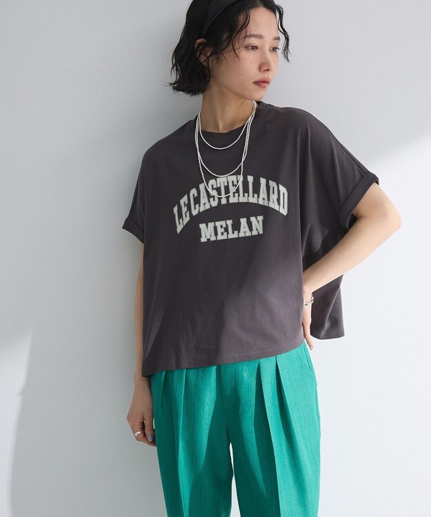 Green Parks 袖折り返しカレッジＴシャツ Charcoal Gray