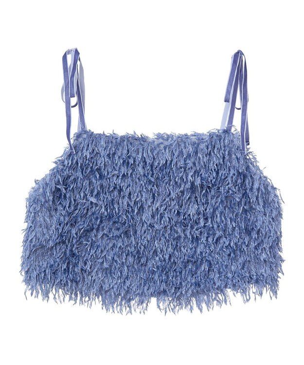 earth music&ecology 【WEB限定】ベロアリボンフェザービスチェ Blue