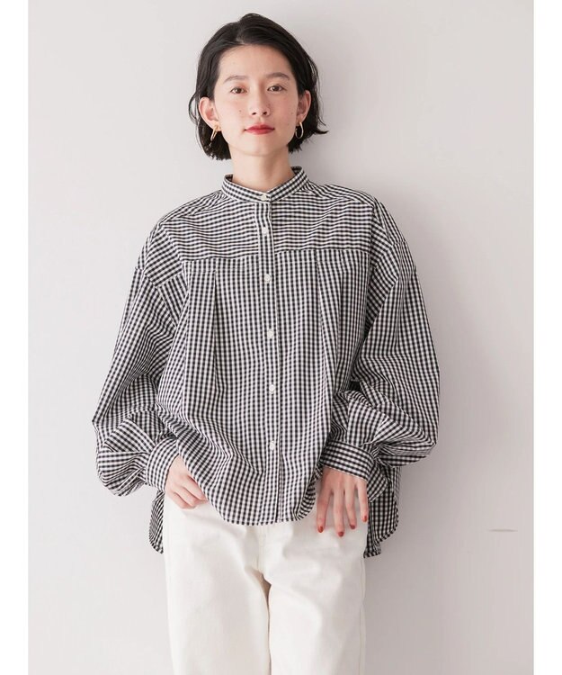 AMERICAN HOLIC イージーケア切替タックワイドシャツ Gingham Check